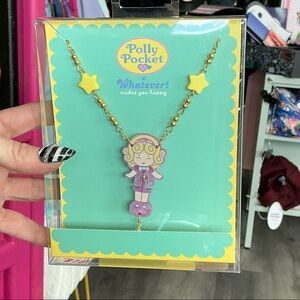 POLLY POCKET W/ PINK BOW HINGED LAYERED ACRYLIC NECKLACE